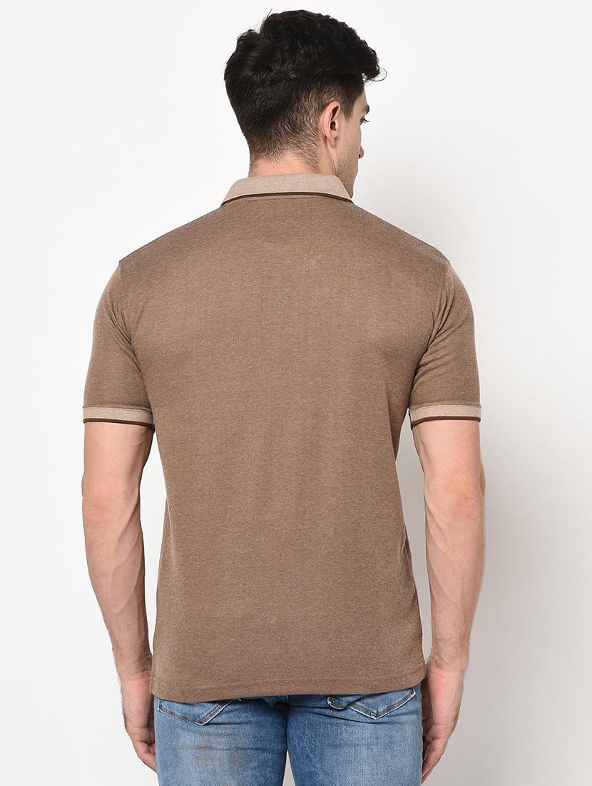 brown solid polo t-shirt - 17453405 - Standard Image - 2