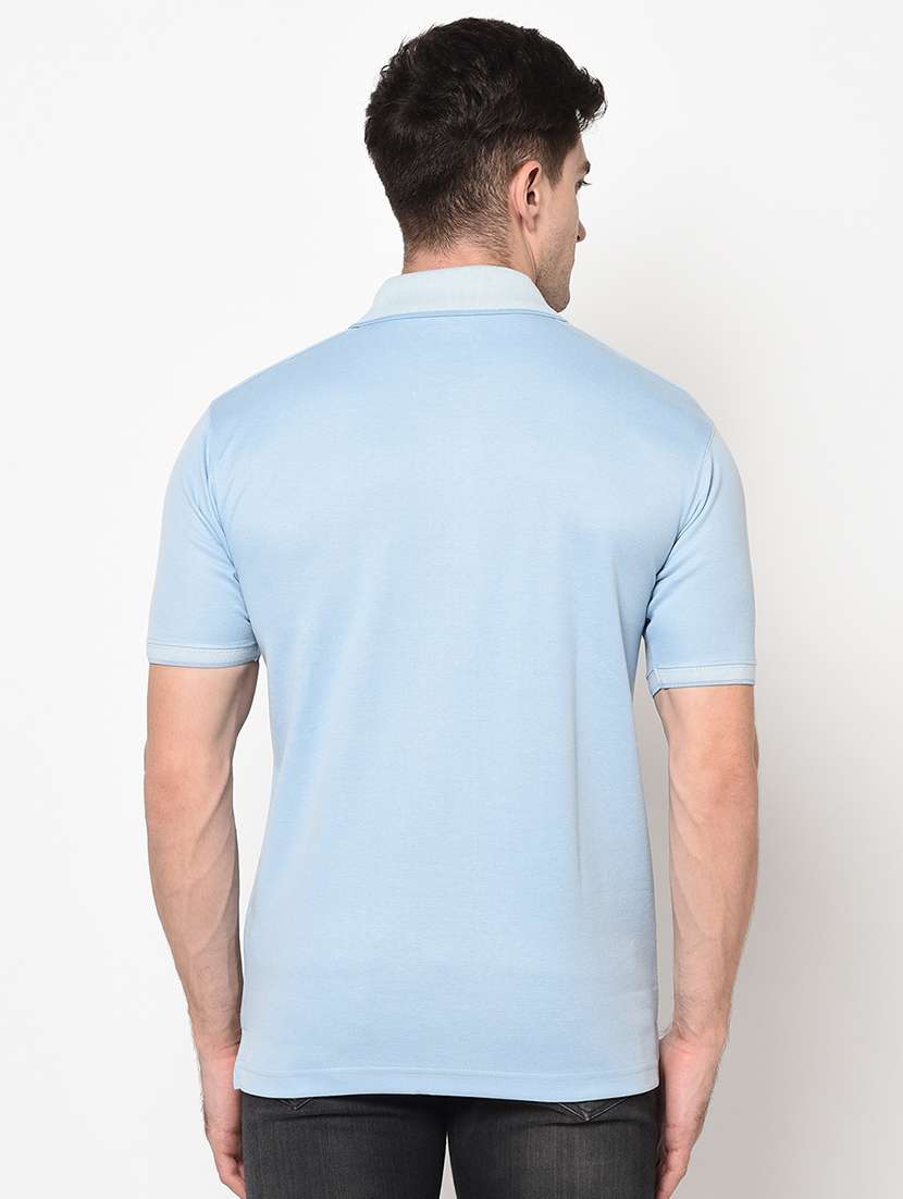 light blue solid polo t-shirt - 17453427 - Standard Image - 2