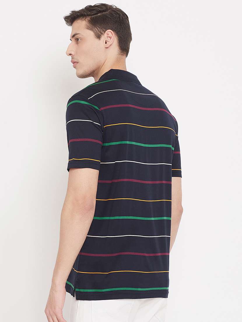navy blue striped polo t-shirt - 17453433 - Standard Image - 2