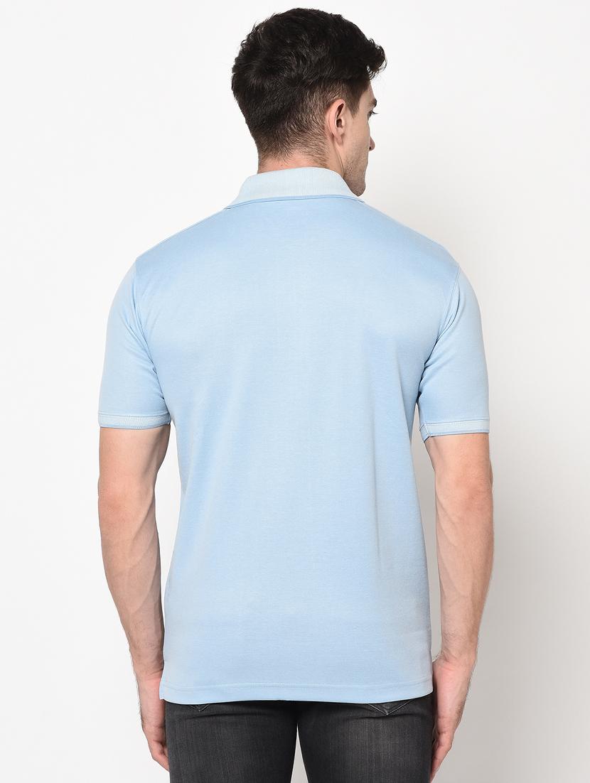 light blue solid polo t-shirt - 17453543 - Standard Image - 2
