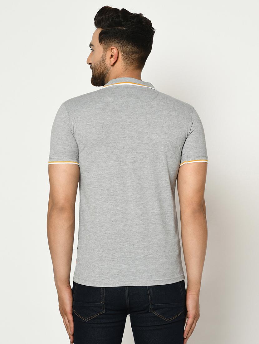 grey printed collared t-shirt - 17453589 - Standard Image - 2