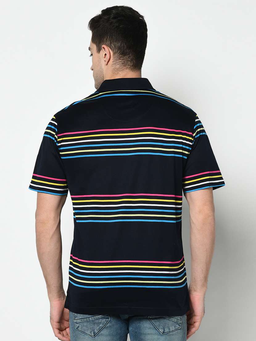 navy blue striped polo t-shirt - 17453592 - Standard Image - 2