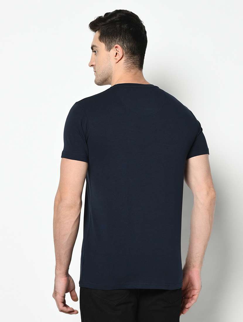 navy blue chest print t-shirt - 17453593 - Standard Image - 2