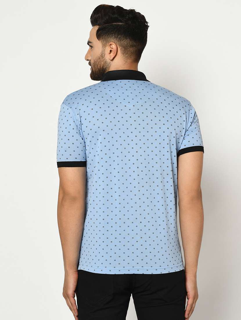light blue printed polo t-shirt - 17453622 - Standard Image - 2
