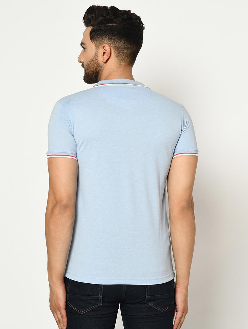 light blue printed polo t-shirt - 17453623 - Standard Image - 2