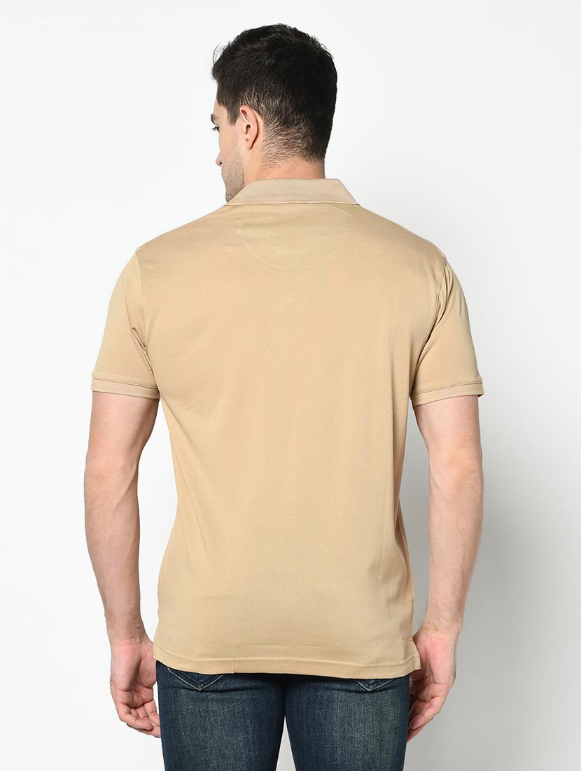 beige solid polo t-shirt - 17453629 - Standard Image - 2
