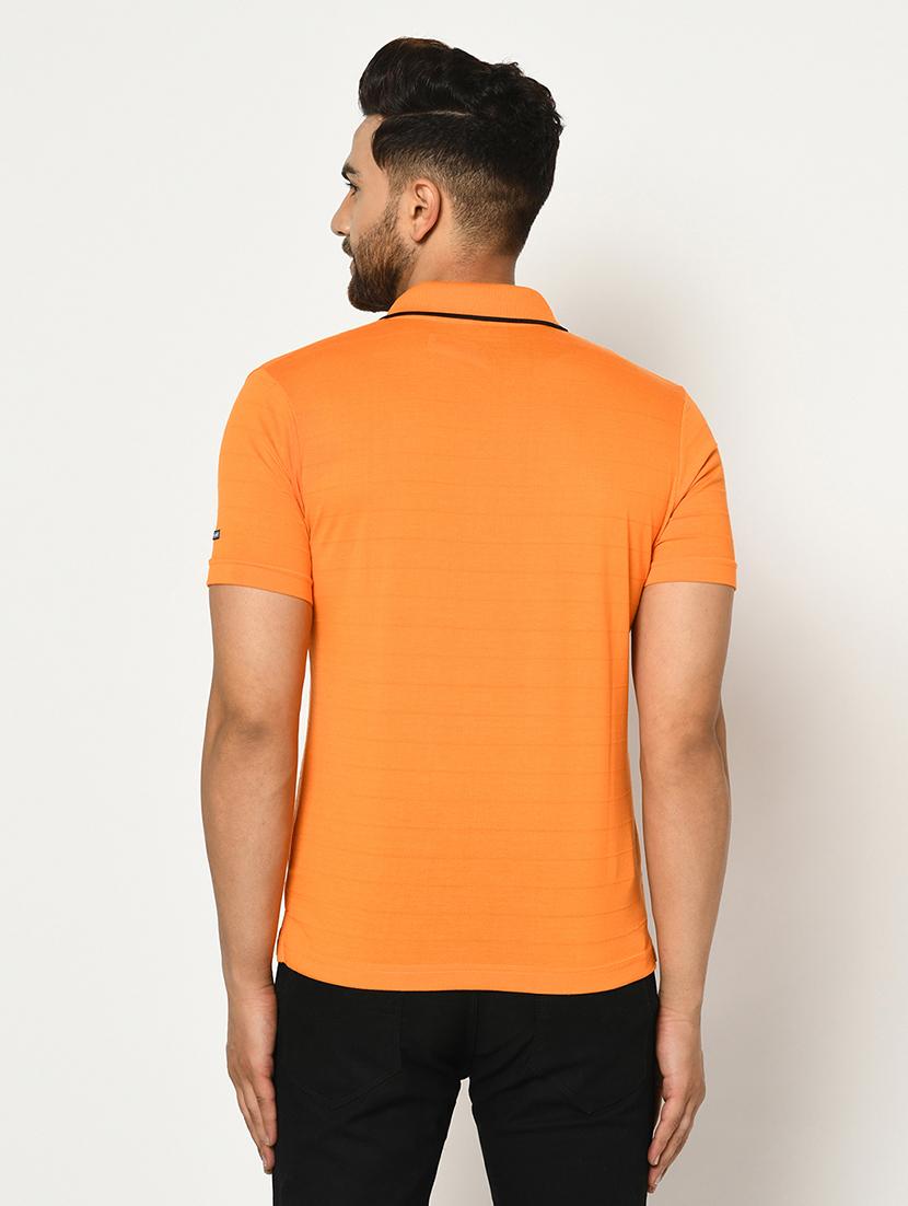 orange self design collared t-shirt - 17453630 - Standard Image - 2
