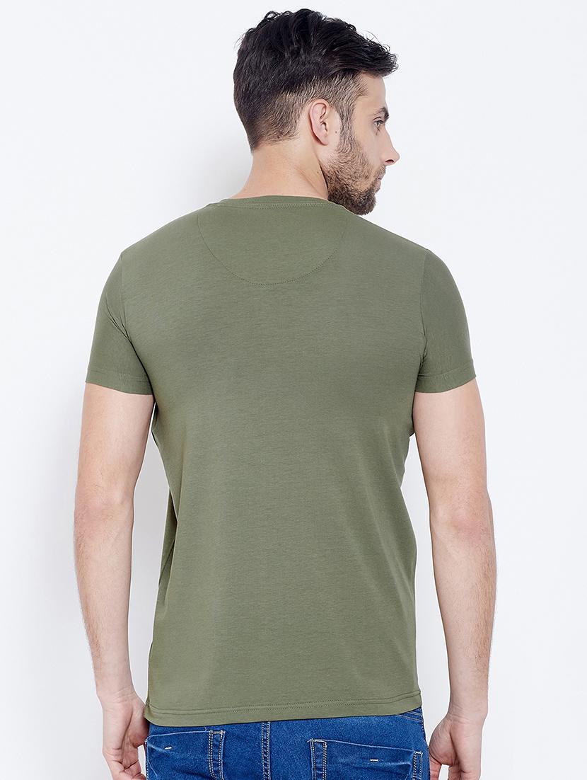 olive green printed t-shirt - 17453633 - Standard Image - 2