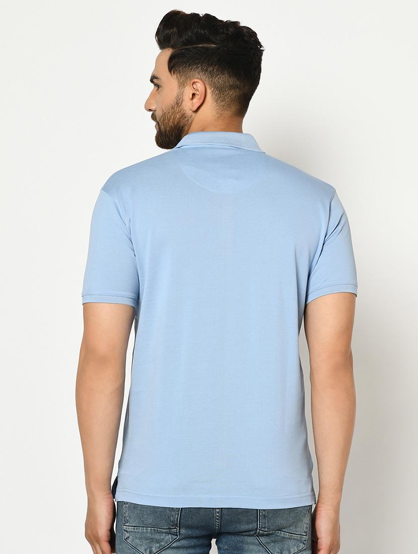 light blue solid polo t-shirt - 17453645 - Standard Image - 2