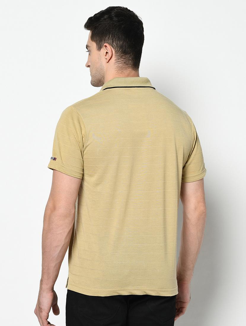khaki striped collared t-shirt - 17453646 - Standard Image - 2