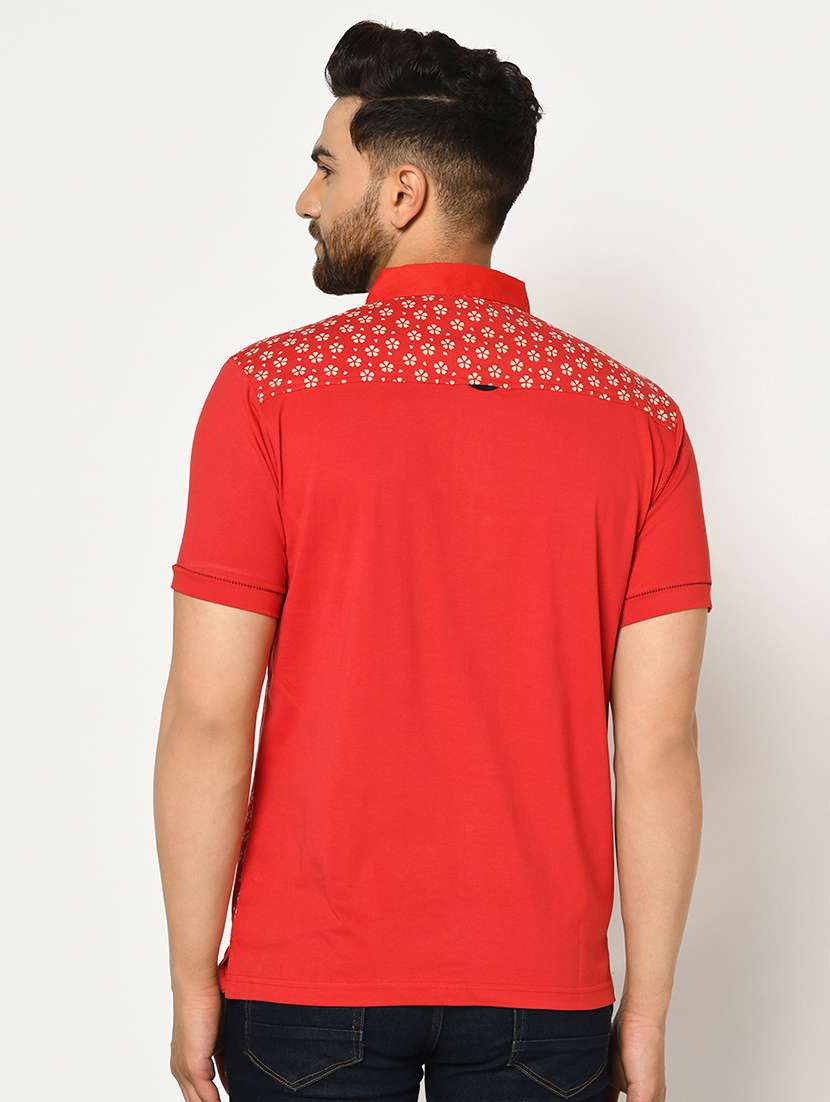 red printed collared t-shirt - 17453649 - Standard Image - 2