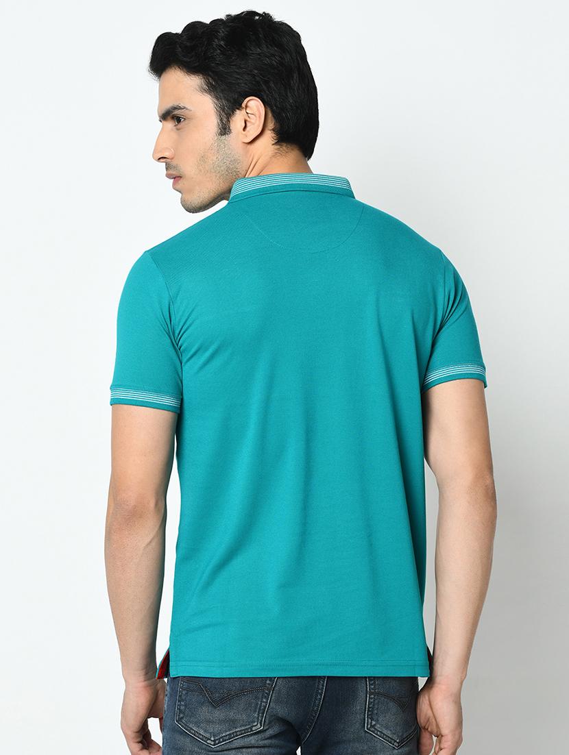 blue printed collared t-shirt - 17453672 - Standard Image - 2