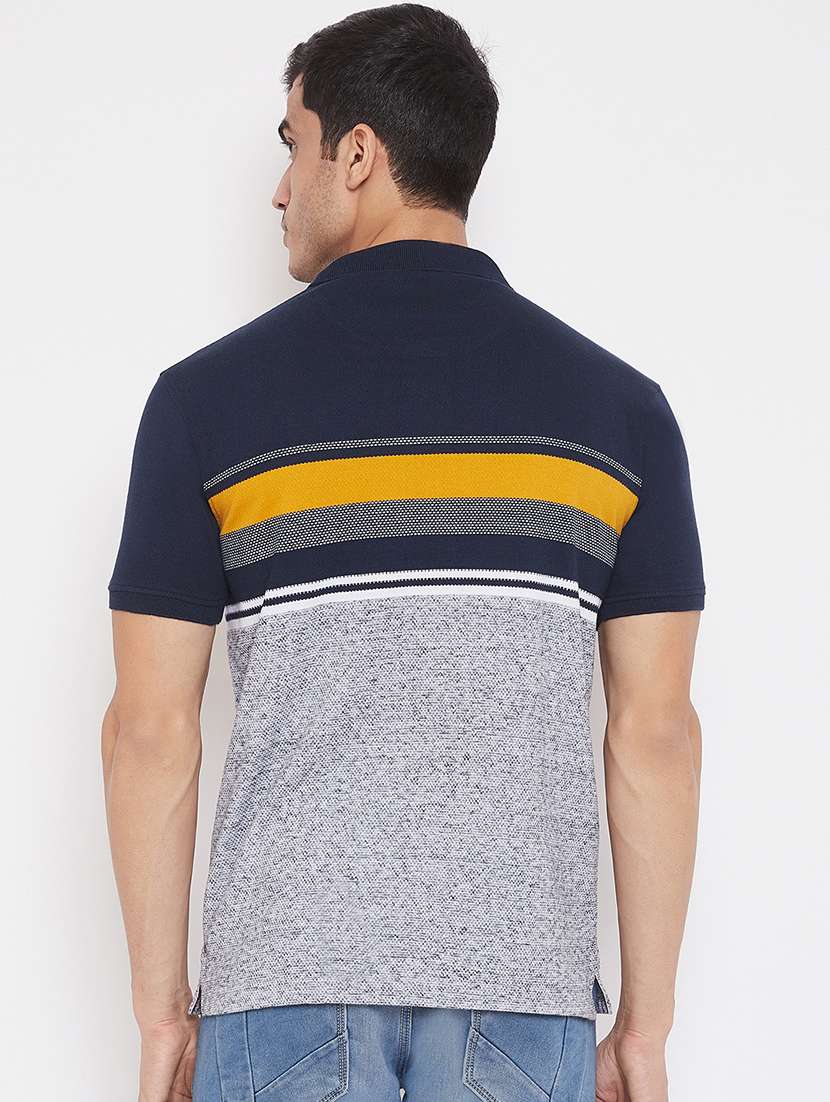 navy blue striped polo t-shirt - 17453725 - Standard Image - 2