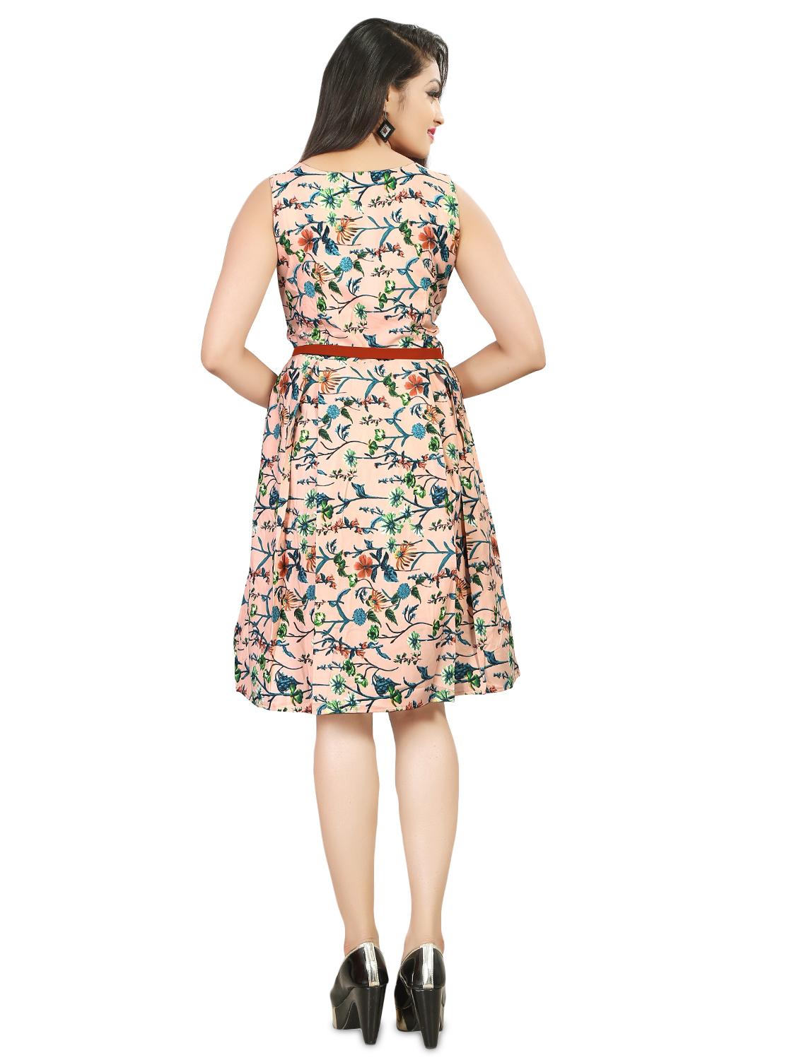 tie front floral fit & flare dress - 17455638 - Standard Image - 2