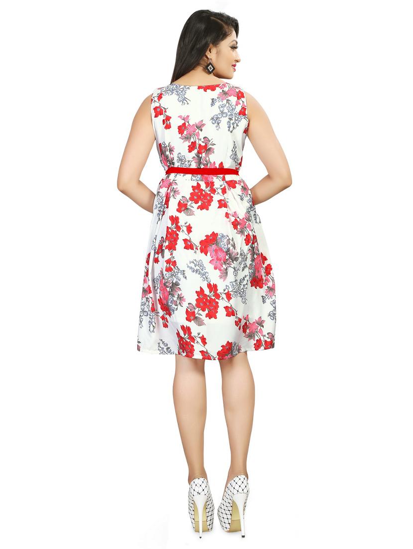 tie front floral fit & flare dress - 17455647 - Standard Image - 2