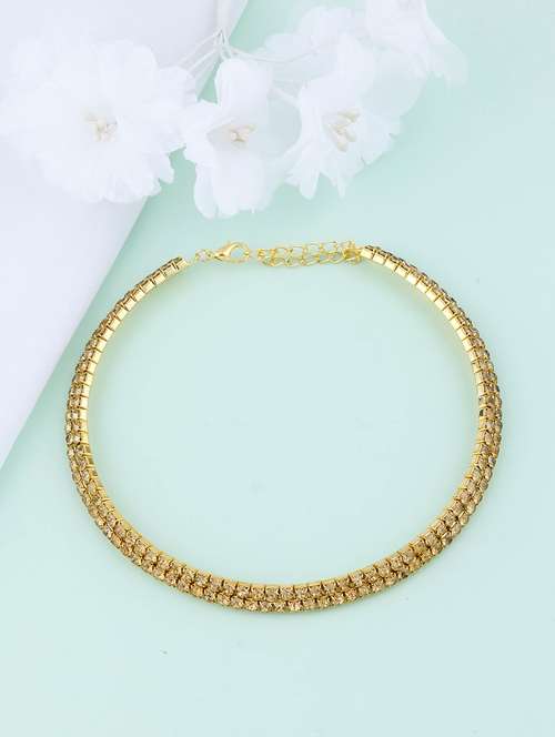 gold brass choker necklace - 17456169 - Standard Image - 0