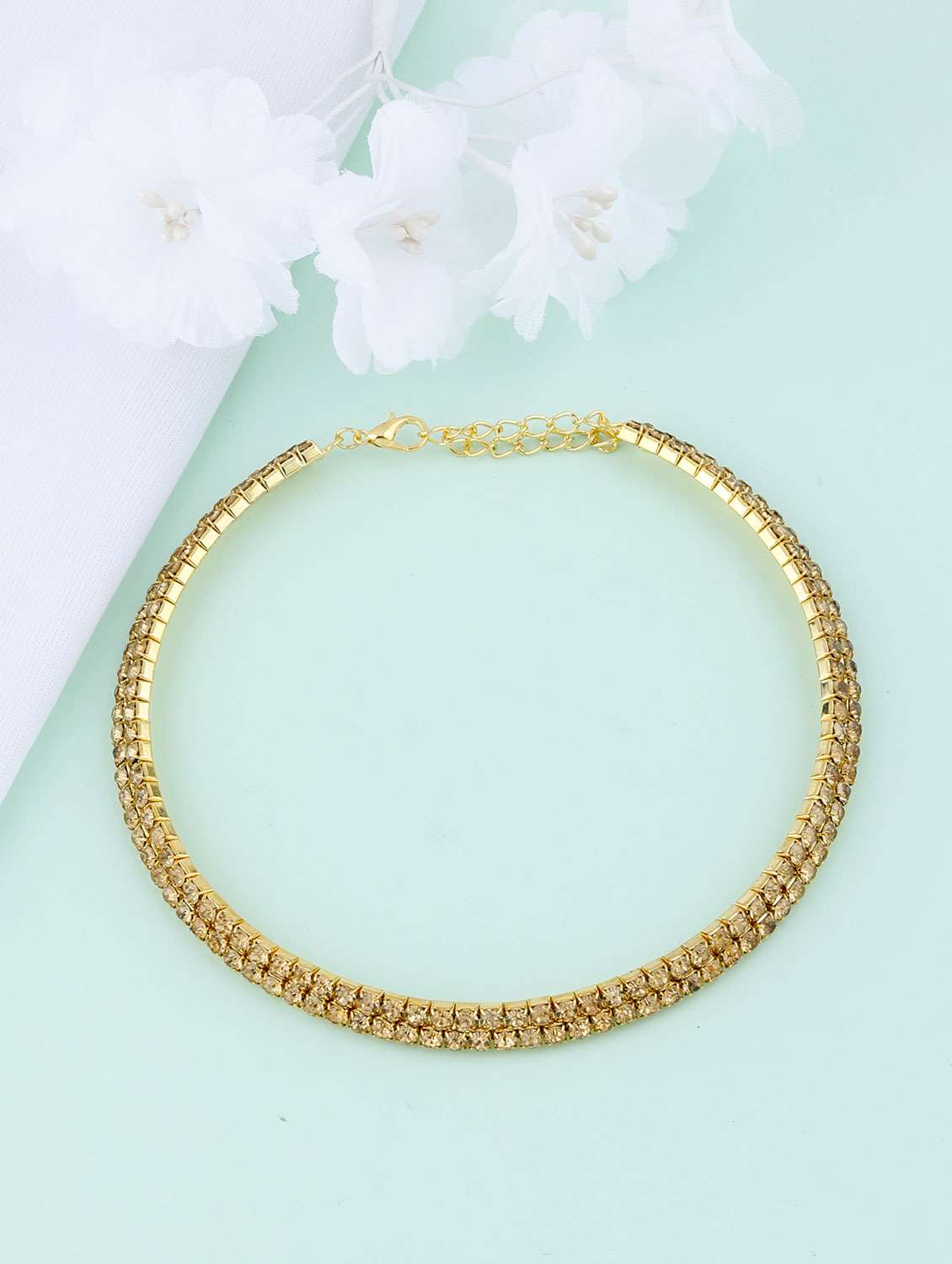 gold brass choker necklace