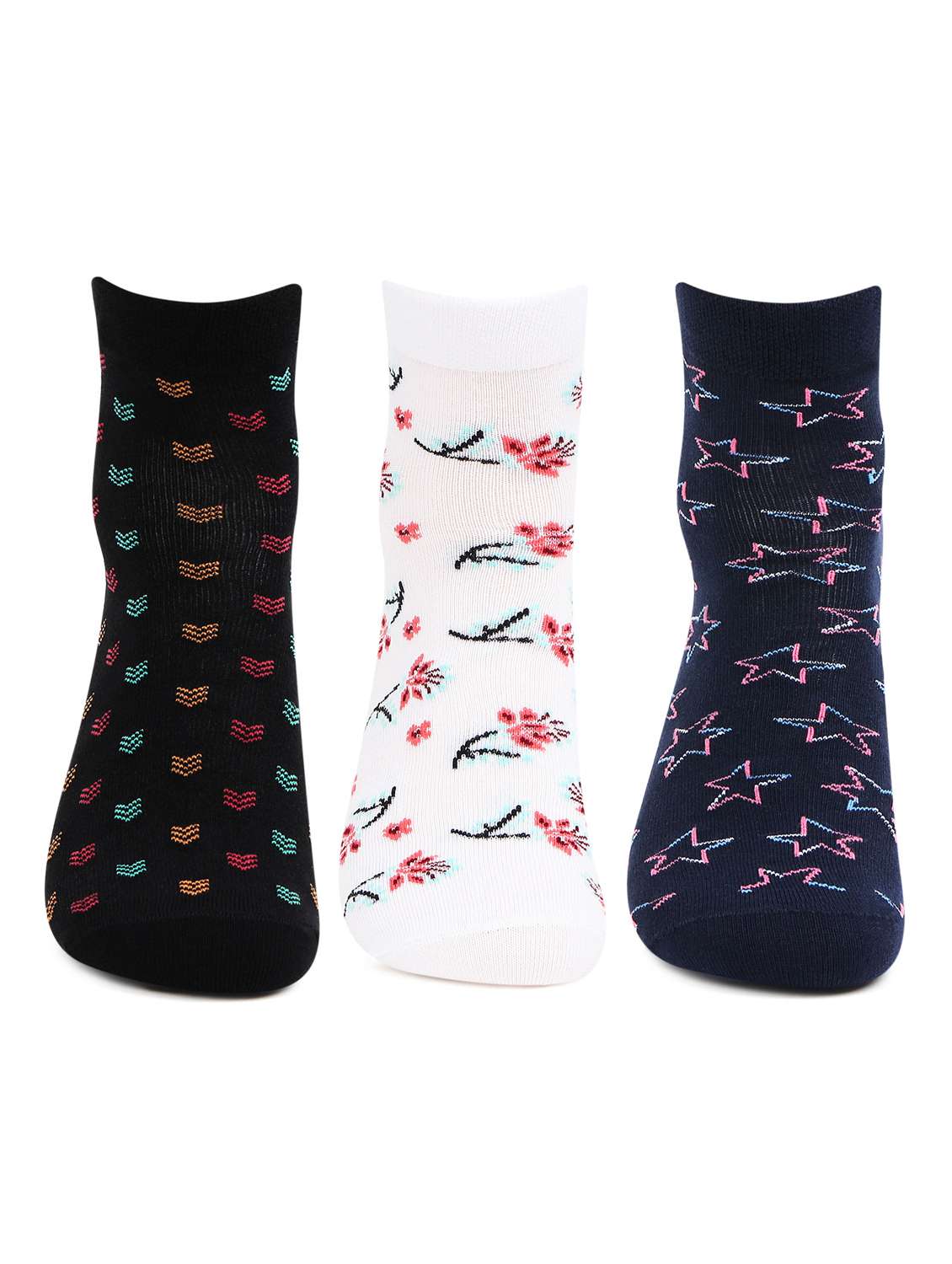 women pack of 3 printed ankle length socks 