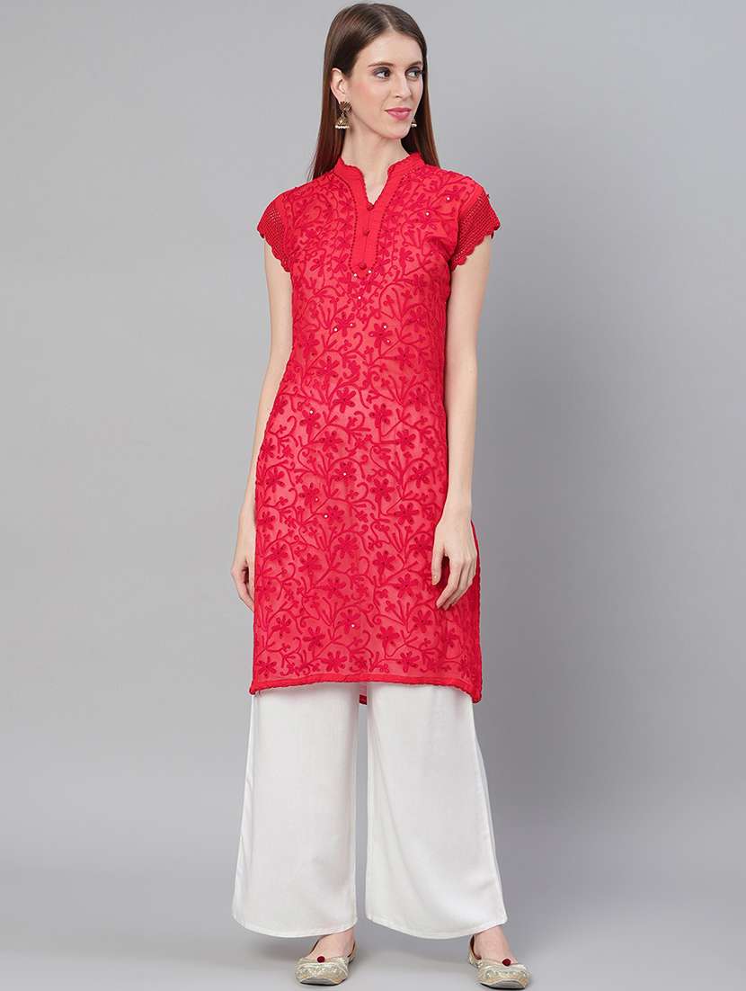 chikankari straight kurta