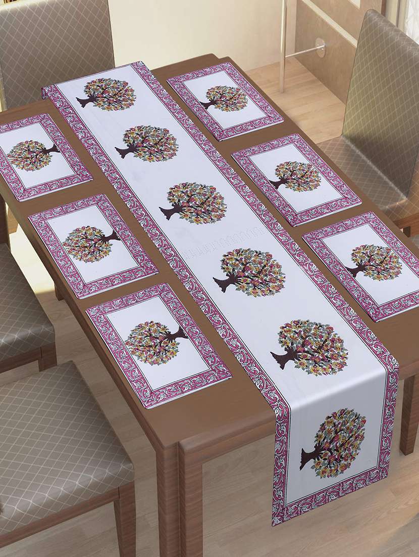  cotton jaipuri printed 6 table mat & 1 runner (set of 7 pcs)