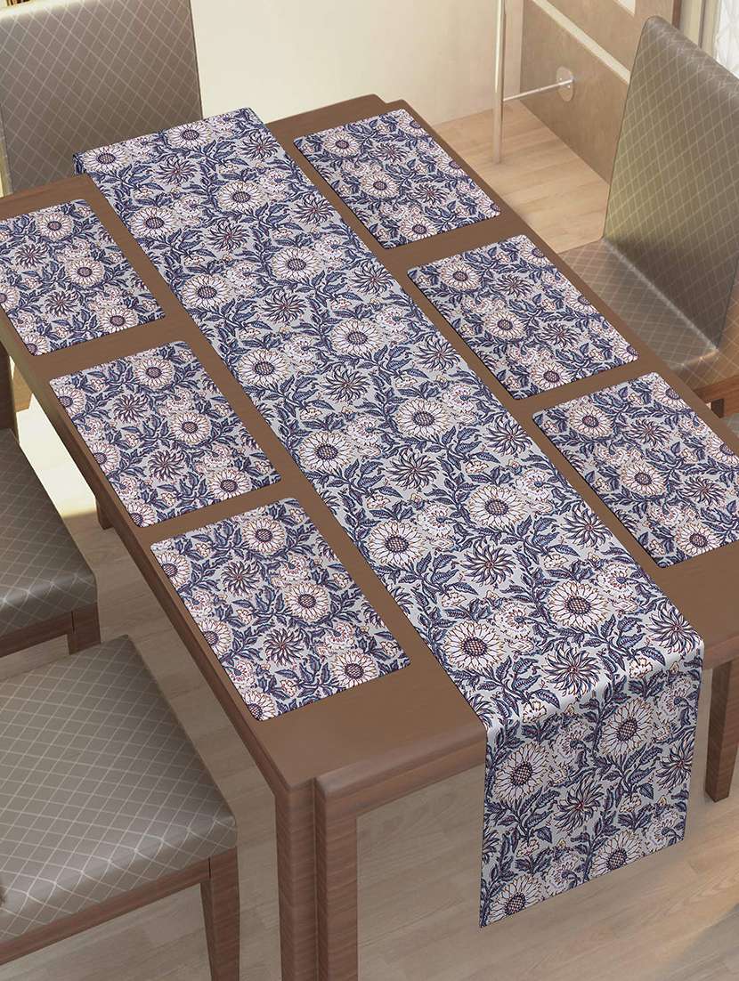  cotton jaipuri printed 6 table mat & 1 runner (set of 7 pcs)