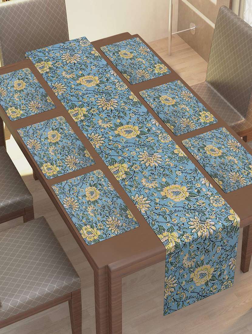  cotton jaipuri printed 6 table mat & 1 runner (set of 7 pcs)