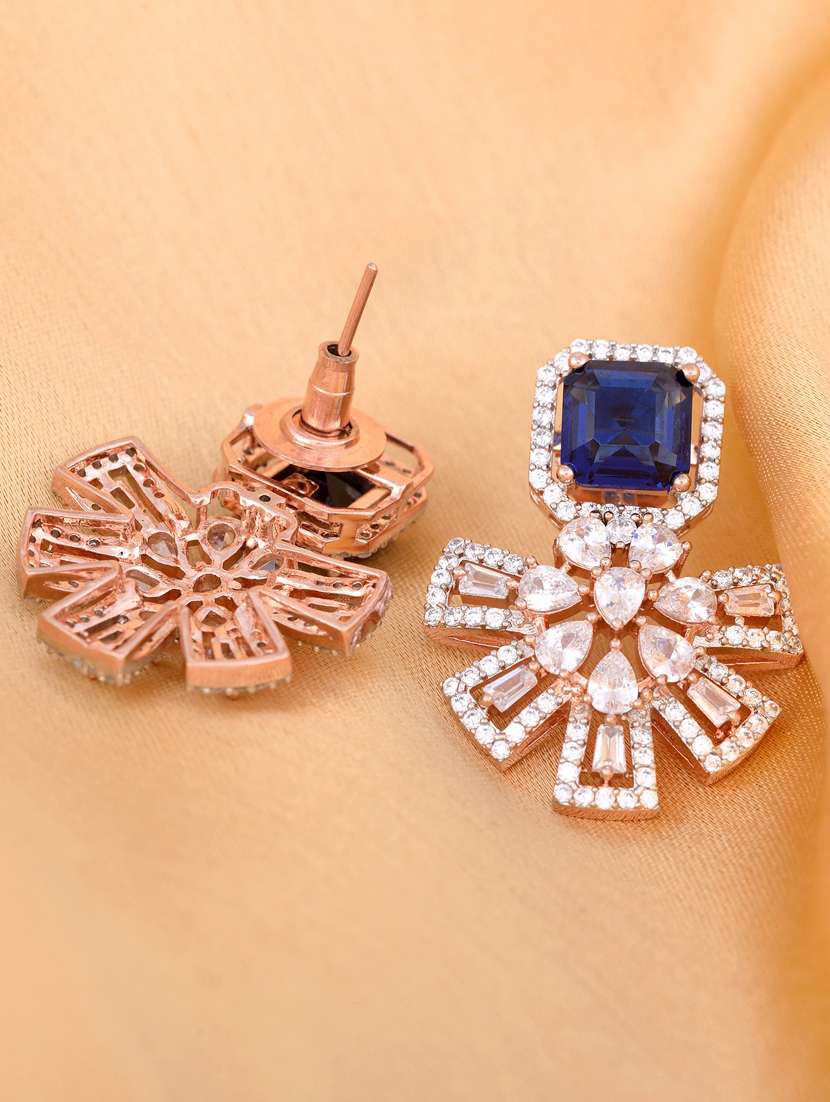 blue brass studs earring