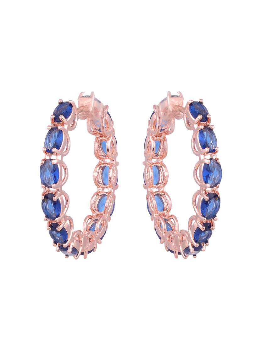 blue brass hoop earring