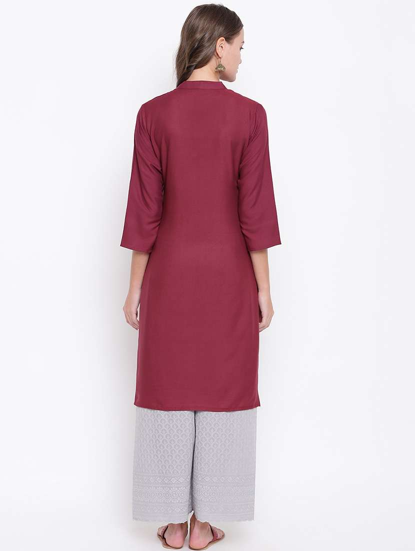 solid straight kurta - 17459424 - Standard Image - 2