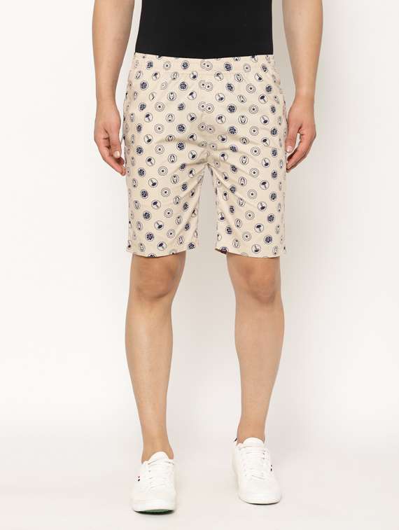 cream printed shorts