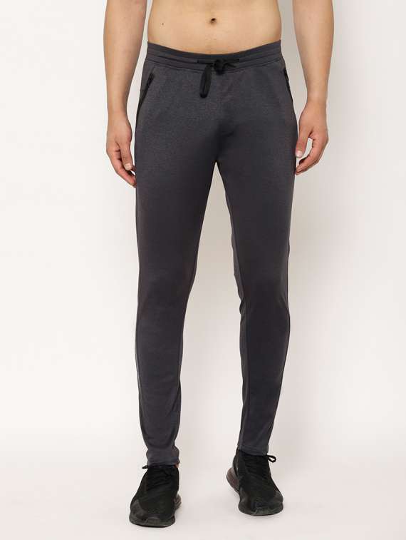 grey solid full length track pant
