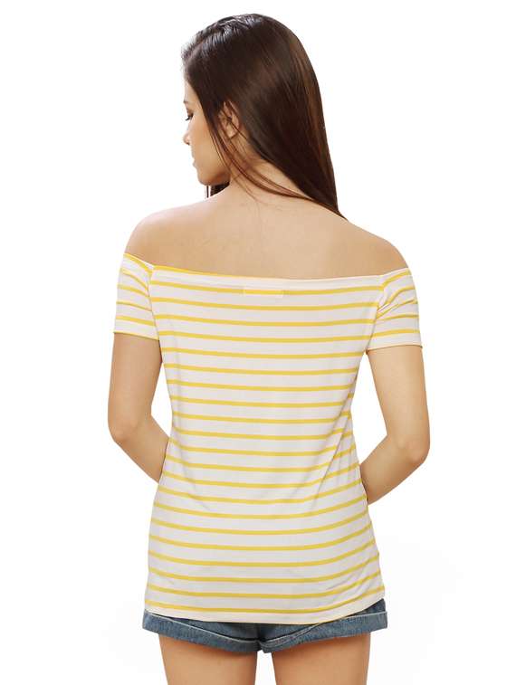 off shoulder striped tee - 17461376 -  Standard Image - 2