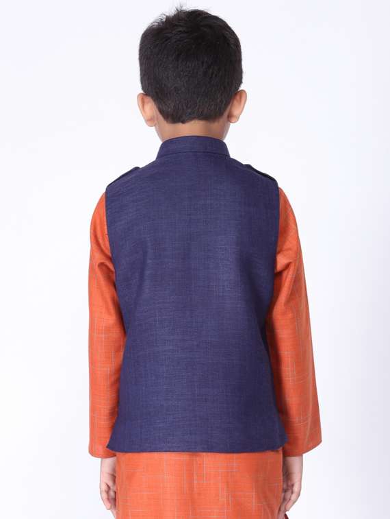 blue cotton blend nehru jacket  - 17461766 -  Standard Image - 2