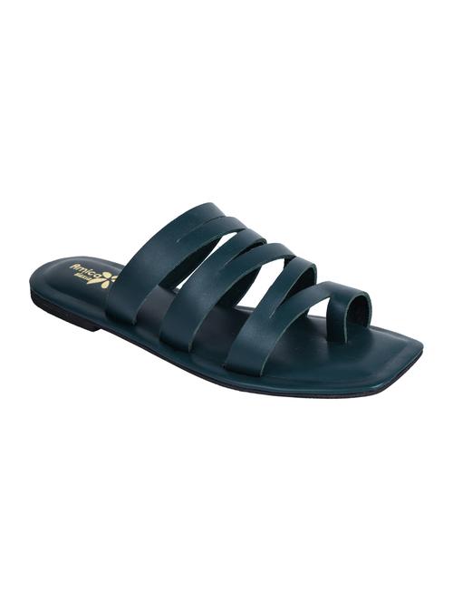 green leather slip on sandals - 17462032 - Standard Image - 0