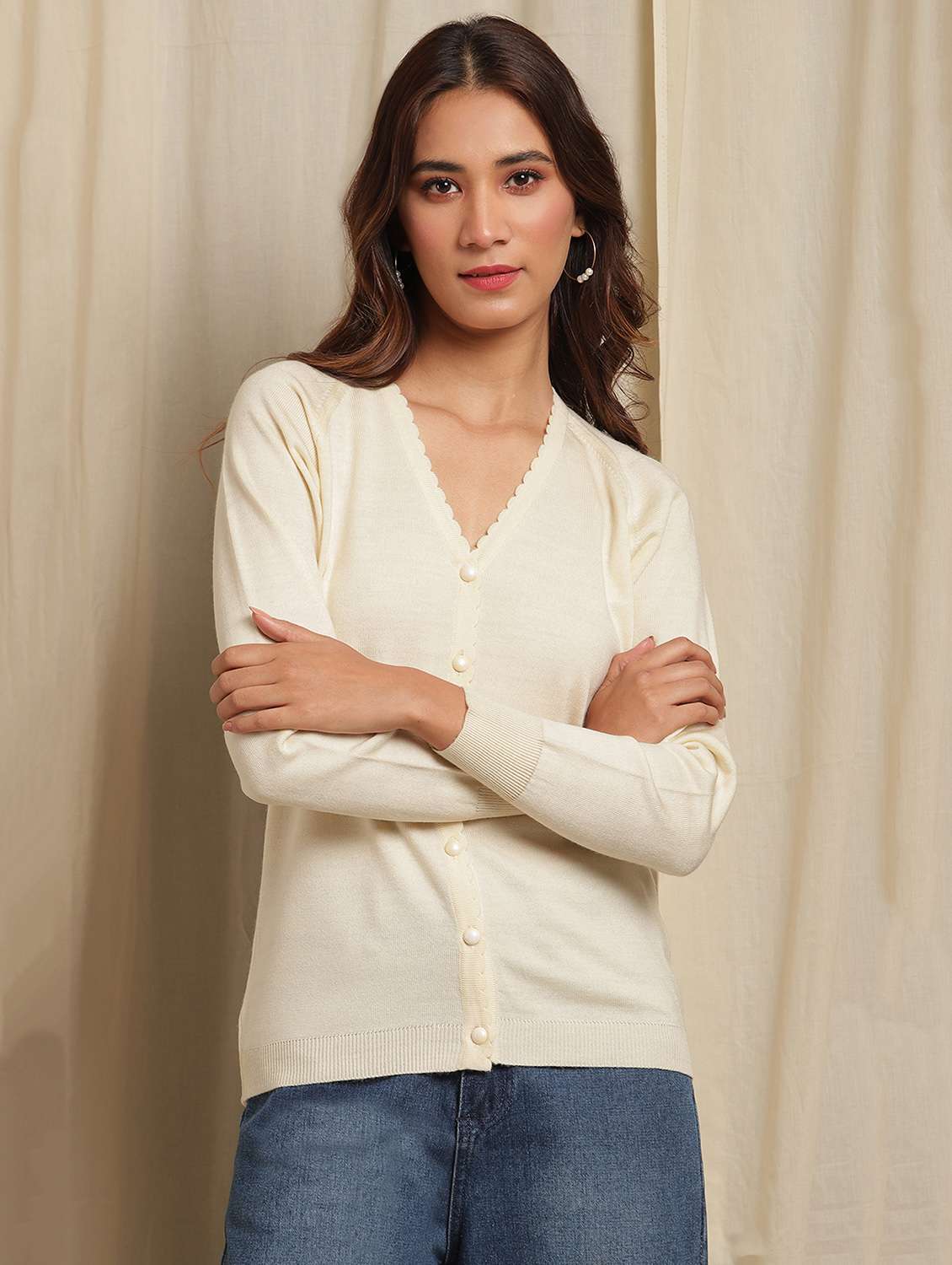 v-neck wool cardigan