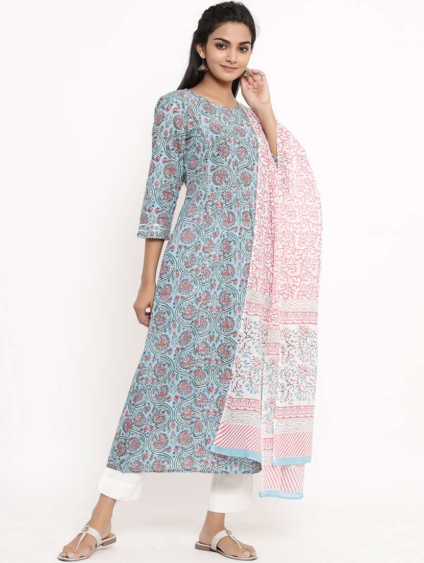 printed suit set with dupatta - 17462510 -  Standard Image - 2