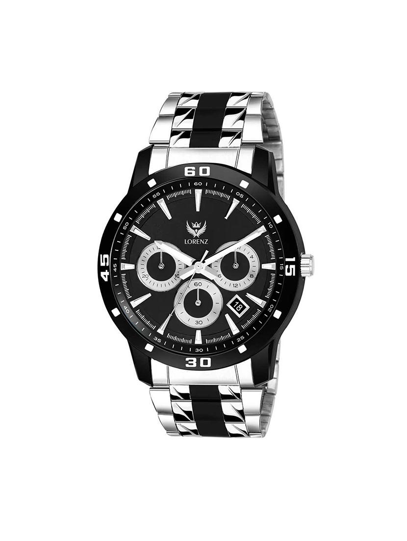 lorenz two tone chain & black dial watch for men | watch for boys | mk-3066k - 17462755 -  Zoom Image - 0
