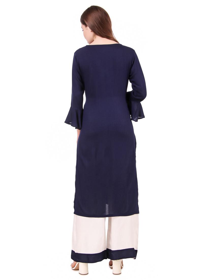 embroidered kurta palazzo set - 17463198 - Standard Image - 2