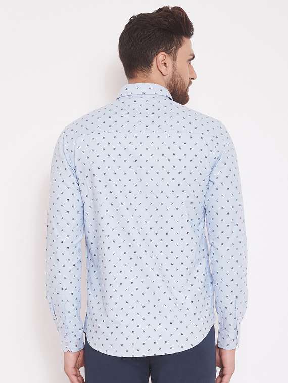 light blue printed casual shirt - 17463465 - Standard Image - 2