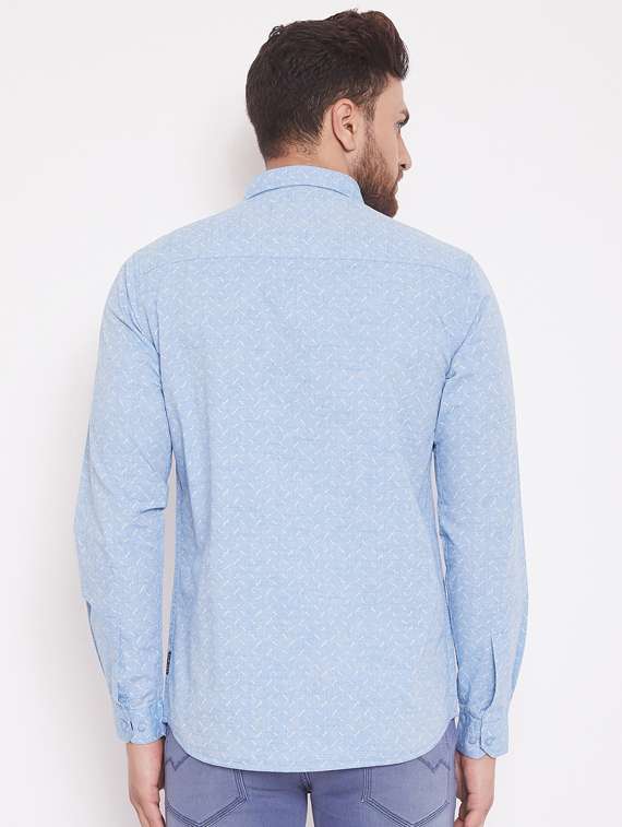 light blue printed casual shirt - 17463471 - Standard Image - 2