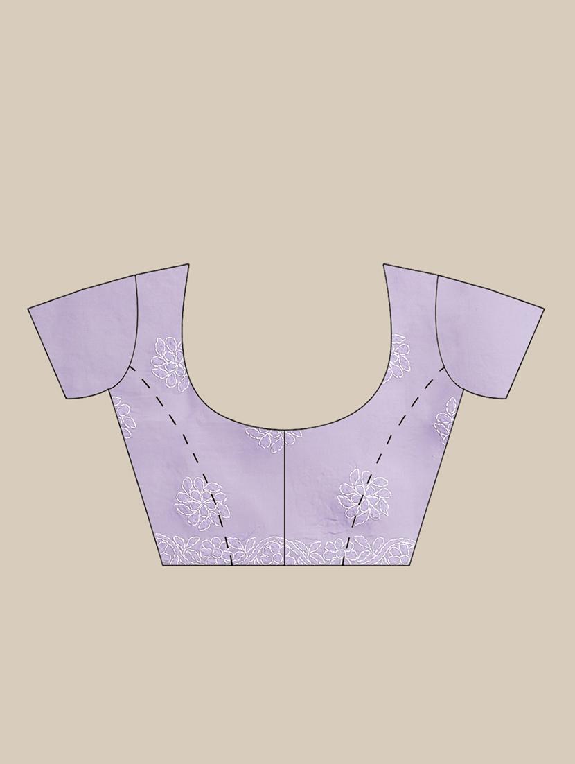lavender chikankari saree with blouse - 17463488 - Standard Image - 2