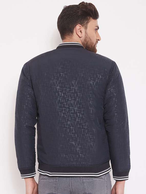 navy blue printed bomber jacket - 17463503 - Standard Image - 2