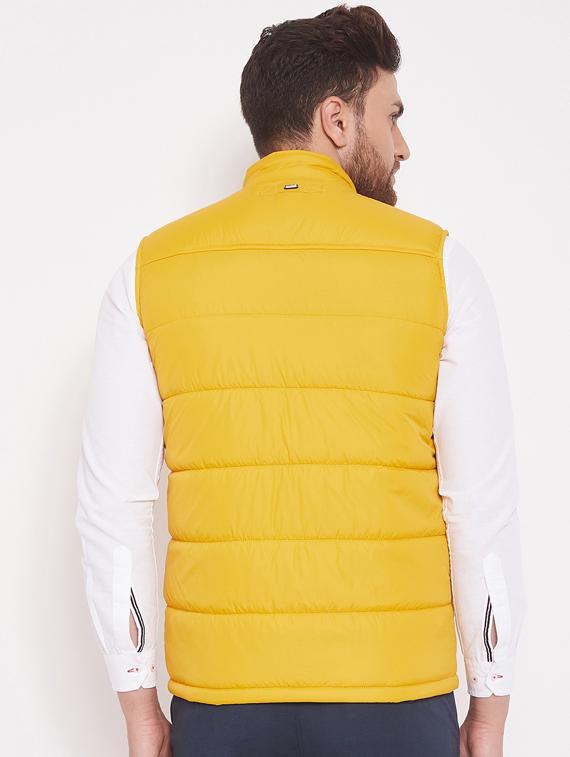 yellow solid quilted jacket - 17463514 - Standard Image - 2