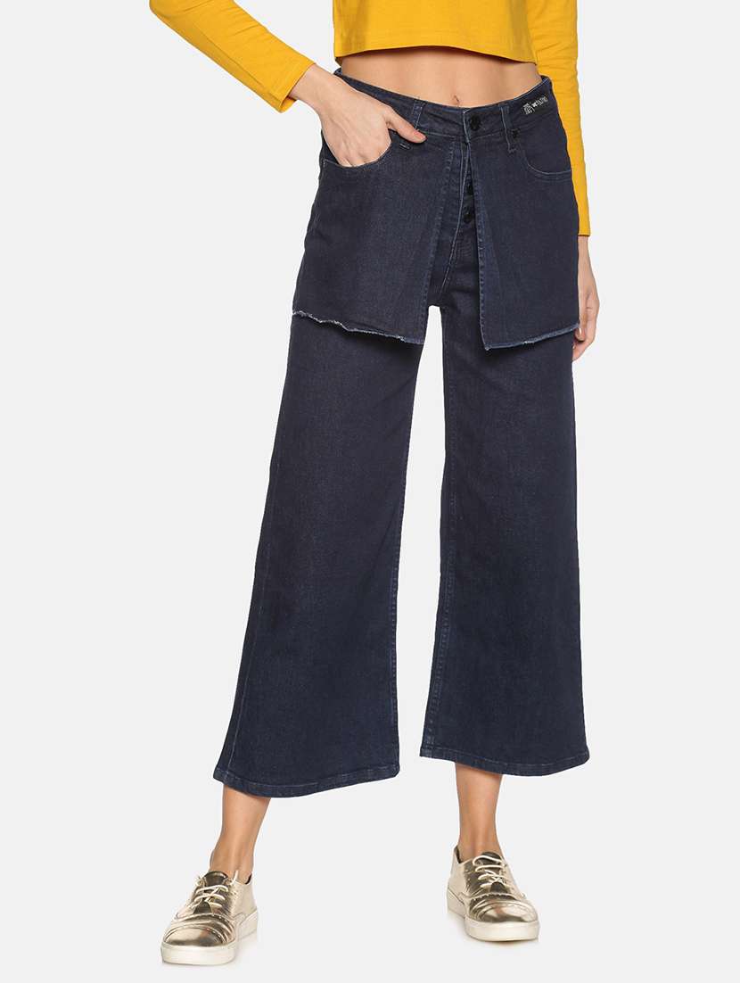 women's plain wide leg jeans
