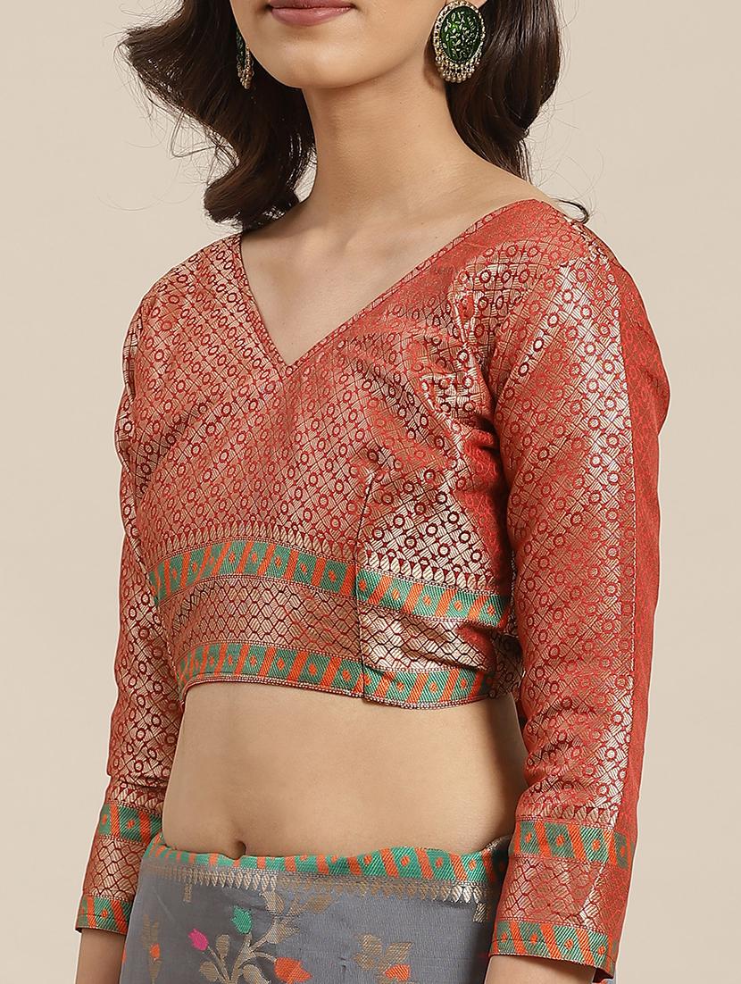 floral banarasi saree with blouse - 17465485 - Standard Image - 2