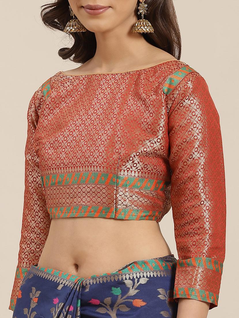 floral banarasi saree with blouse - 17465486 - Standard Image - 2