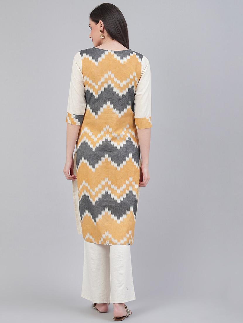 white cotton straight kurta - 17465805 - Standard Image - 2