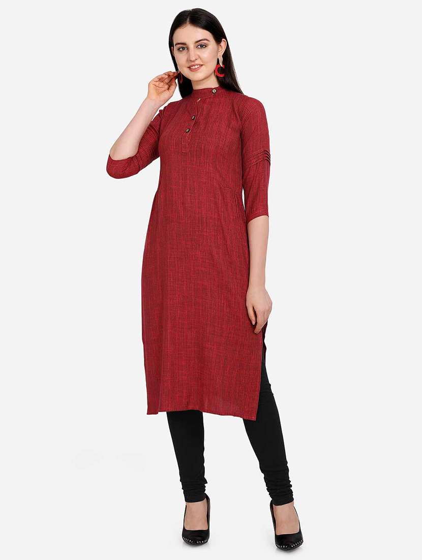 maroon rayon straight kurta