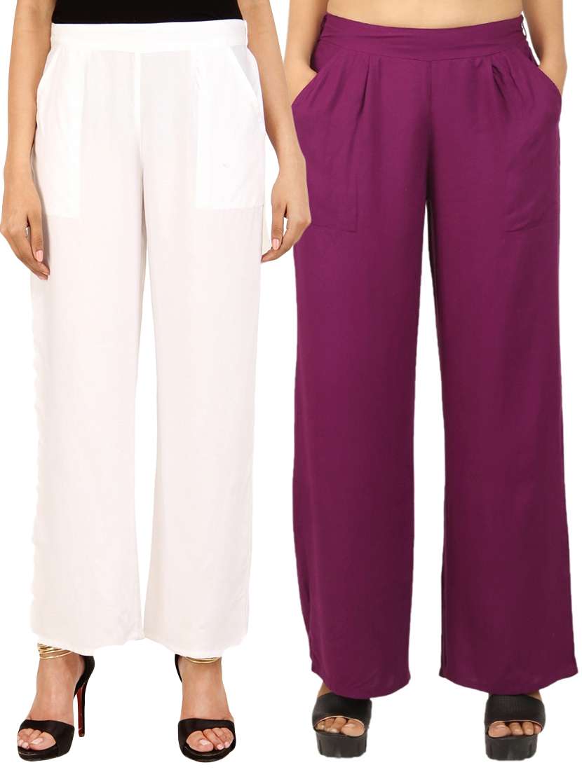 set of 2 solid palazzo