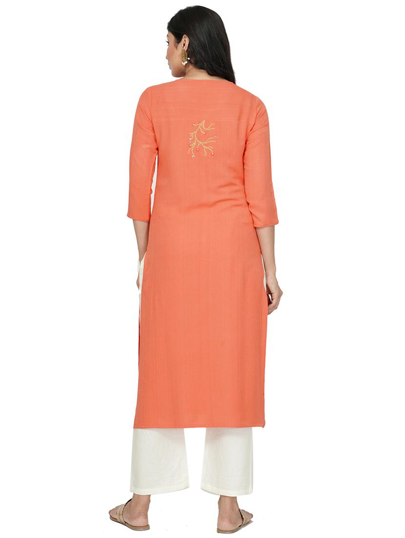 embroidered straight kurta - 17466944 - Standard Image - 2
